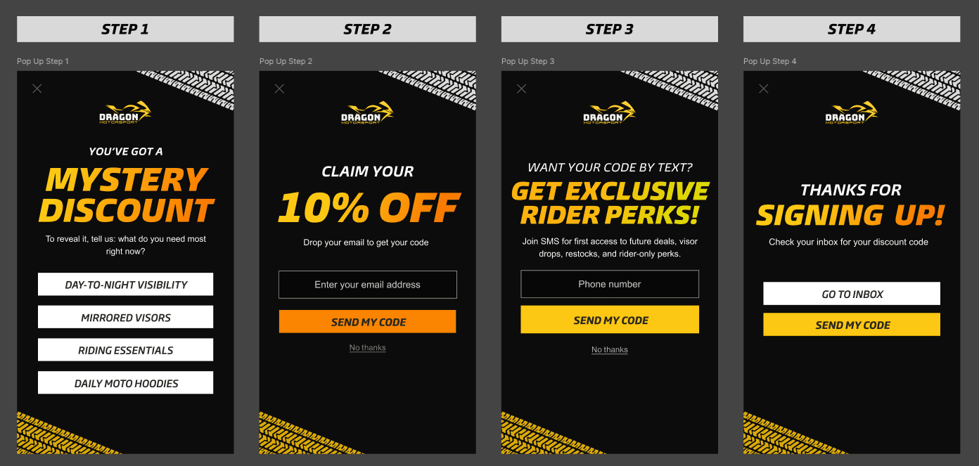 Mobile and desktop signup forms feeding conditional splits